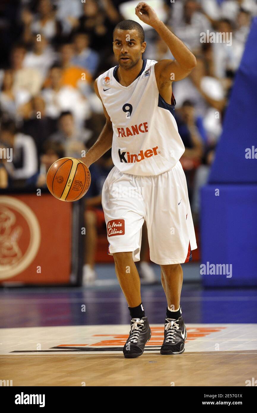 The French basketball player Tony Parker during the Euro Basket qualifying  game, France vs Ukraina in