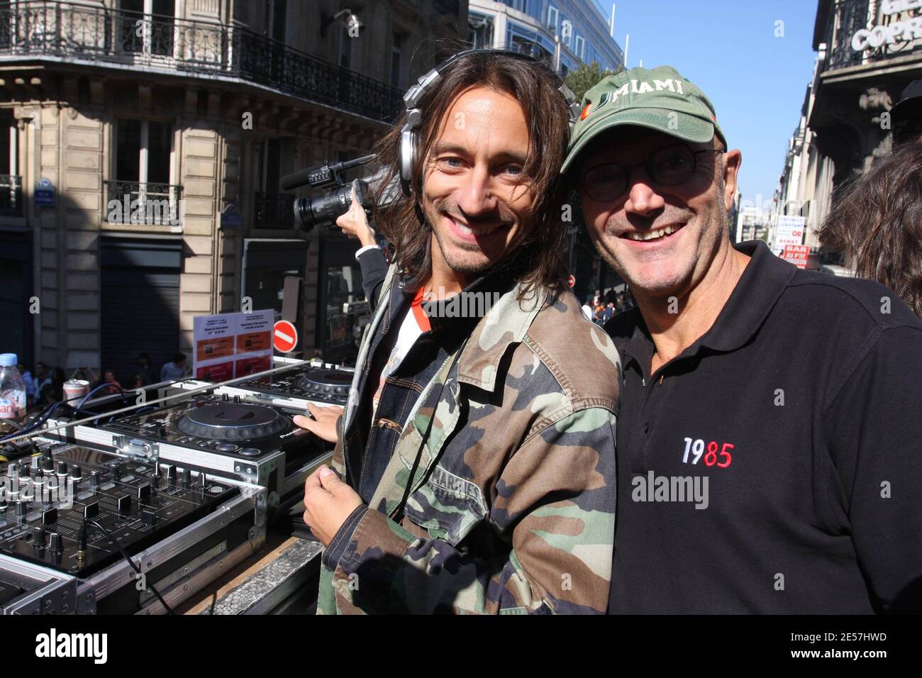 French star DJ Bob Sinclar with Radio FG founder and president Henri Maurel  attend the The