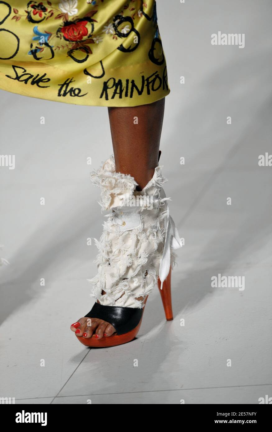A model displays a creation by British designer Vivienne Westwood as part of her Spring-Summer 2009 Ready-to-Wear collection show in Paris, France on September 29, 2008. Photo by Thierry Orban/ABACAPRESS.COM Stock Photo