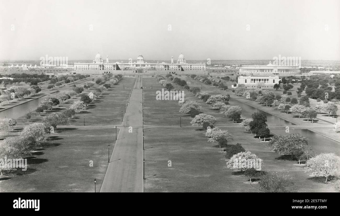 Early 20th century - vintage photograph of buildings, New Delhi, India. Stock Photo