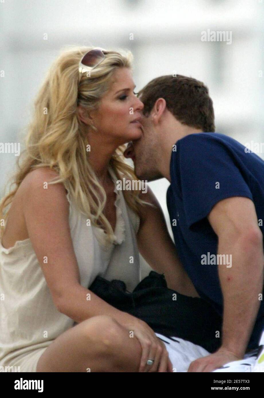 Exclusive Supermodel And Ex Wife Of Rocker Rod Stewart Rachel Hunter Takes Time Out From A Photo Shoot At A Local Hotel To Spend Some Intimate Time On Miami Beach With Current