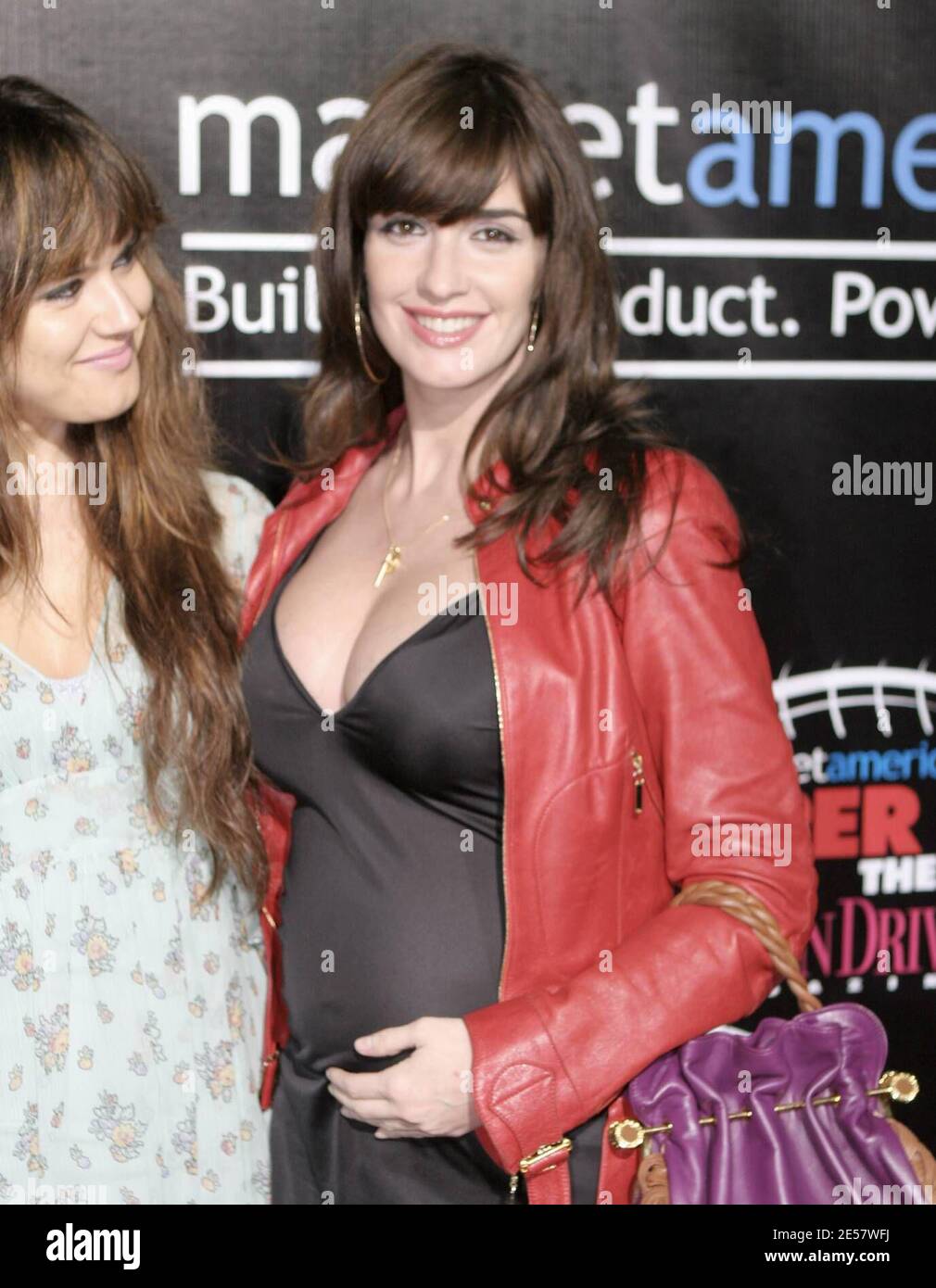 A pregnant Paz Vega and her sister Sara arrive at the Market America.com Super XLI Party in South Beach, Florida. 2/3/07    [[ral]] Stock Photo