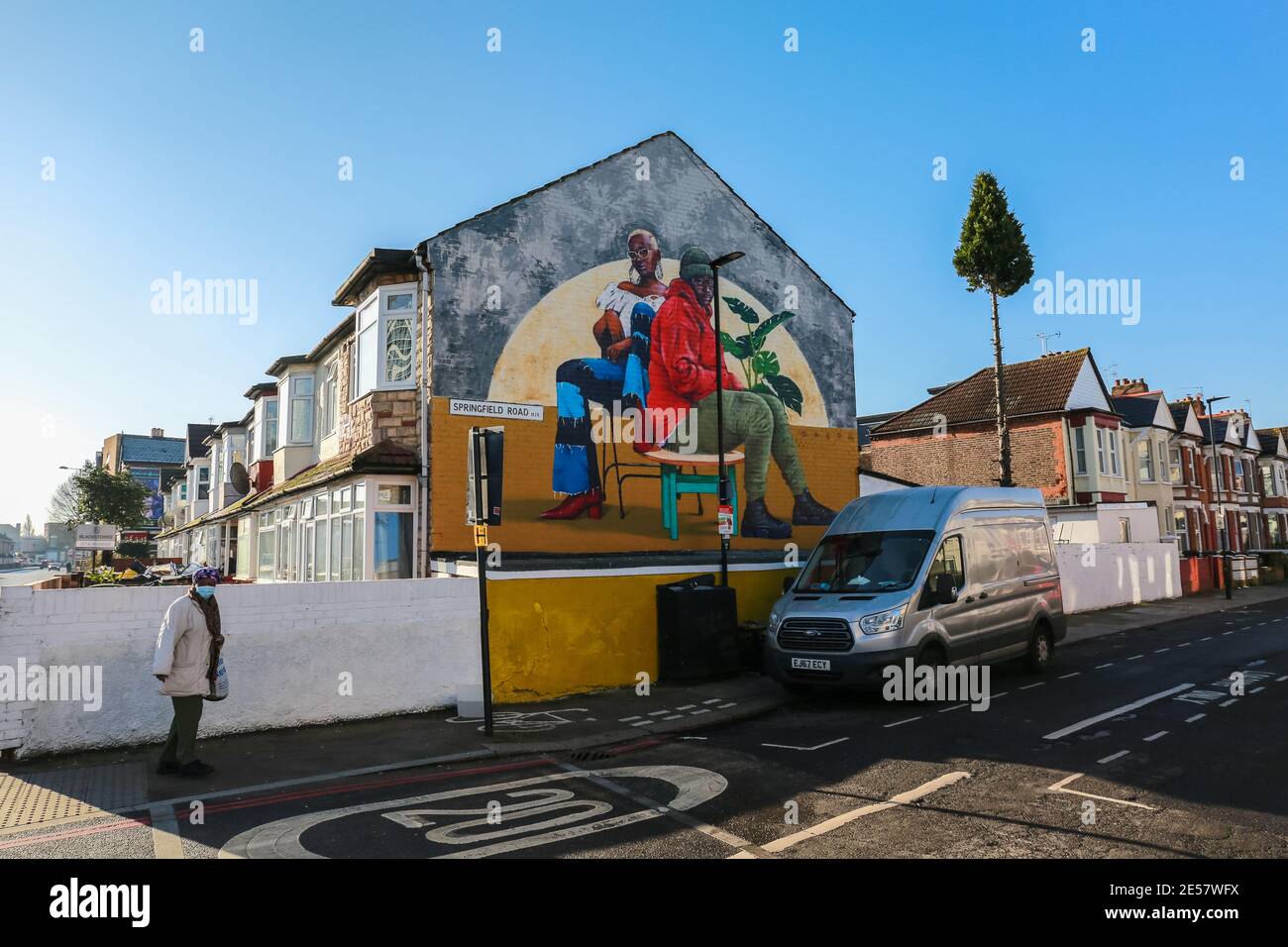 London, UK. 25 January 2021. Street Art London. Mural by Dreph in Tottenham Hale. Credit: Waldemar Sikora Stock Photo