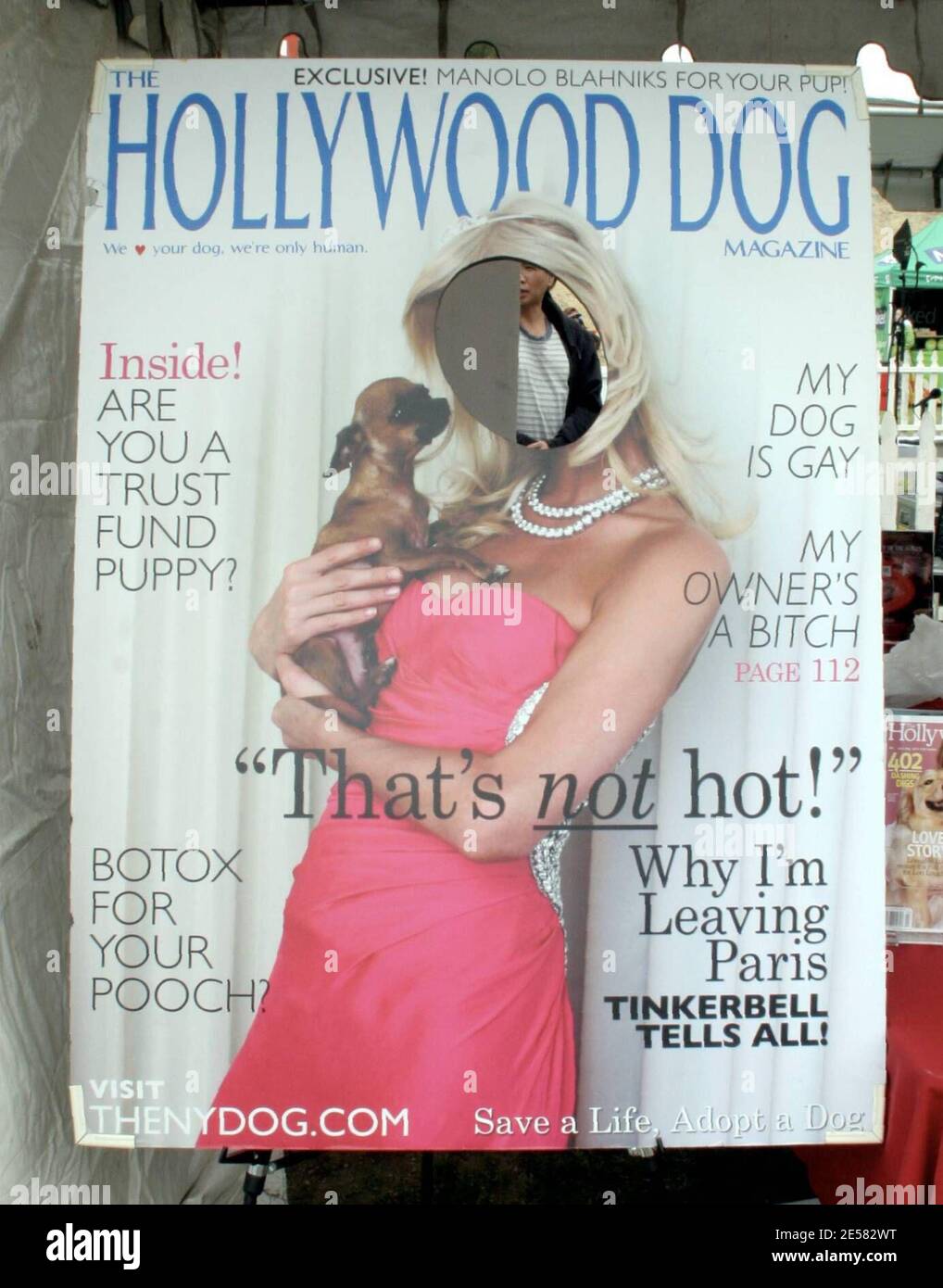 Paris HIlton gets a new magazine cover, this time though it's all about her dog. This blown up Hollywood Dog magazine cover was on display for people to pose with at the annual Nuts For Mutts event in Woodland Hills, Ca. where Kim Basinger was a no show. 4/22/07   [[ral]] Stock Photo