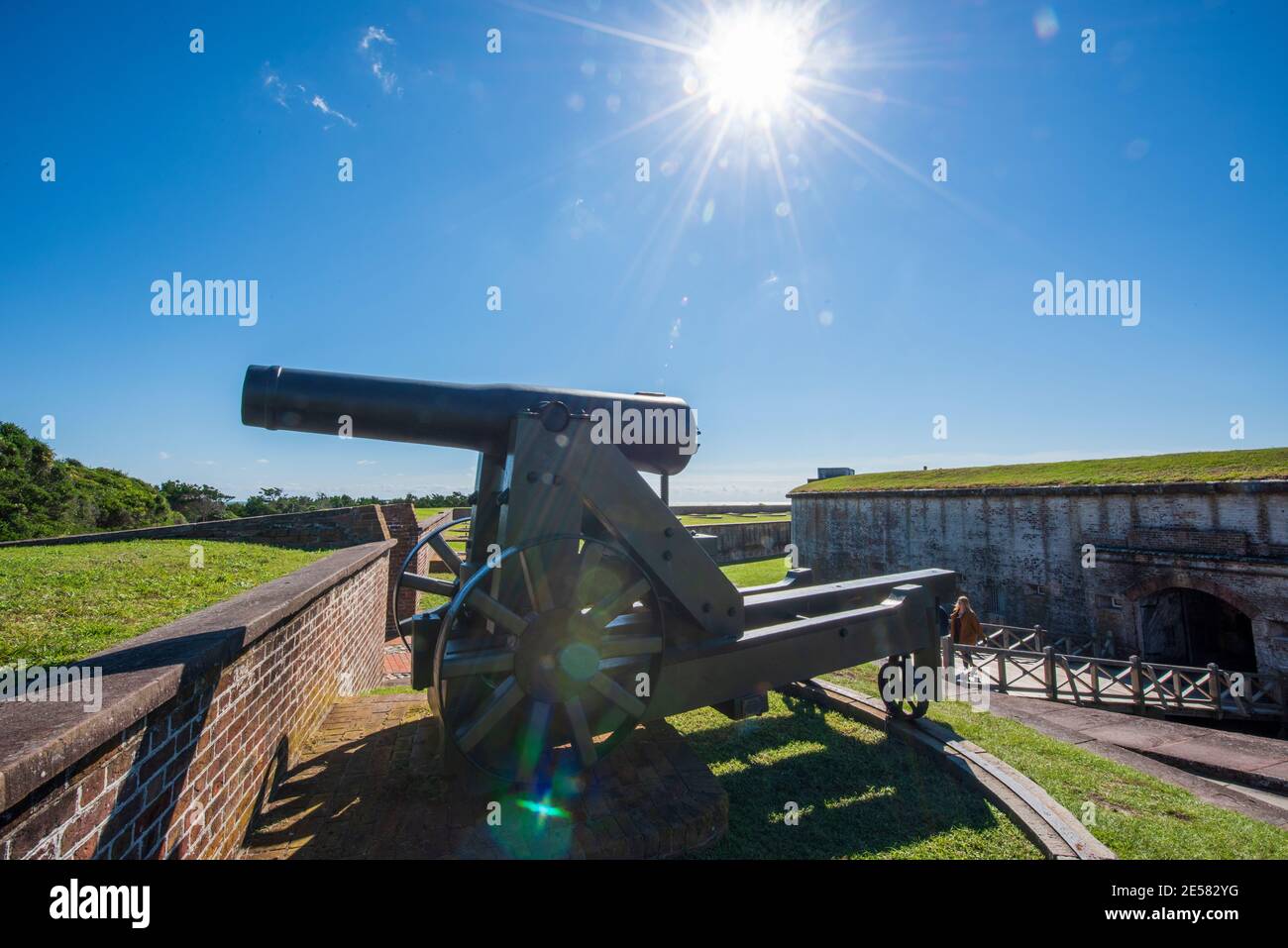 Model 1841 Navy 32-pounder cannon at Fort Macon State Park in Atlantic Beach, NC. Stock Photo