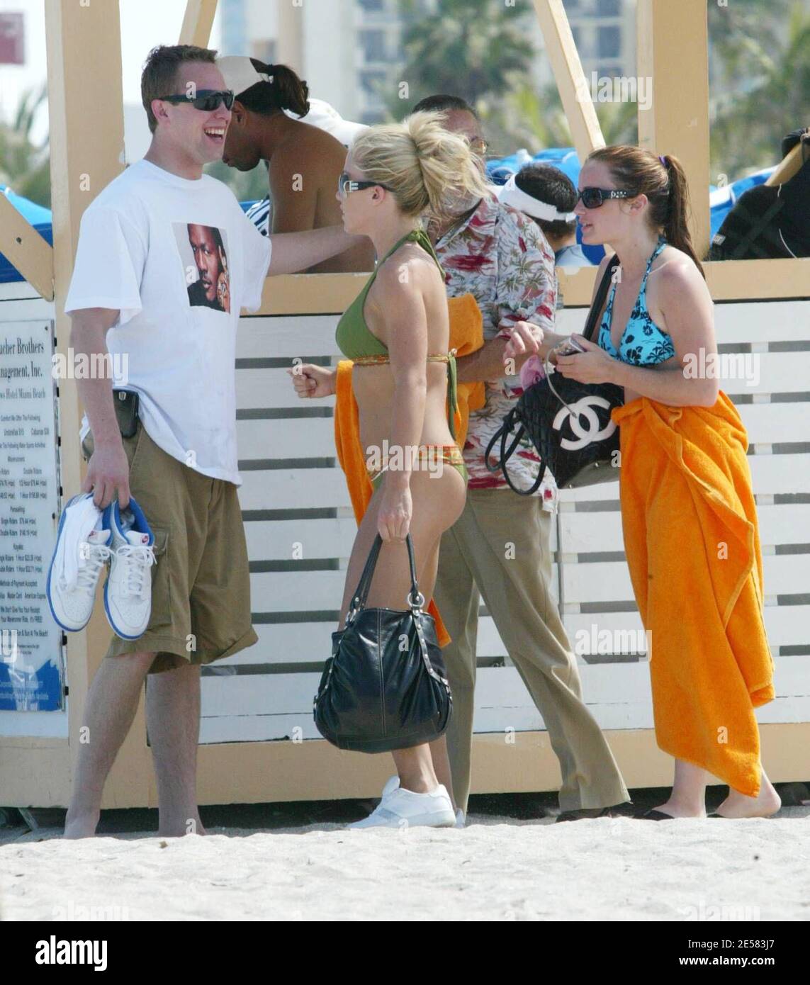 Exclusive!! Playboy Playmate and girlfriend of Hugh Hefner Kendra Wilkinson goes Jetsking and parasailing with a pal on Saturday afternoon on Miami Beach, FL, 5/5/07.    [[mab]] Stock Photo