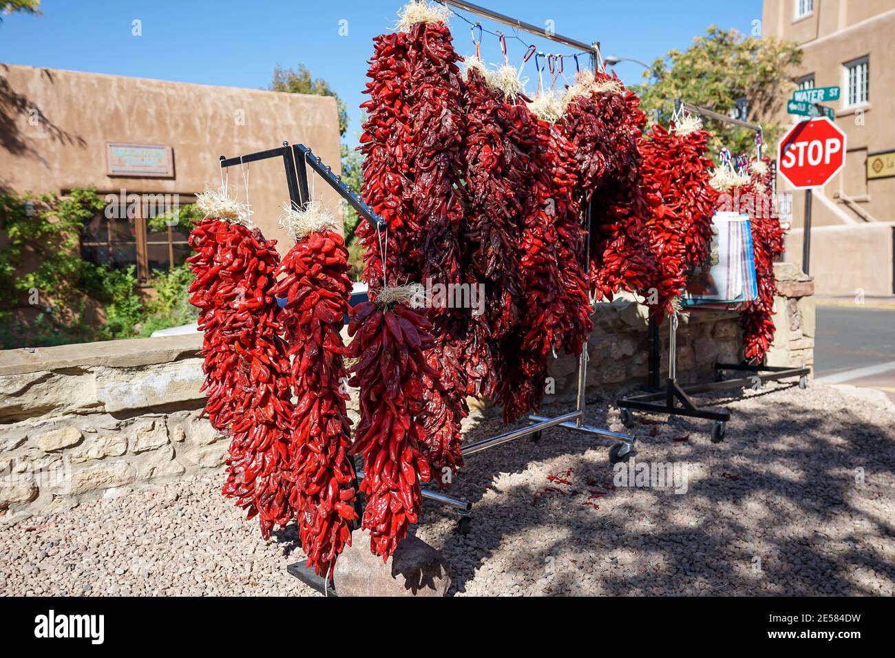 Traditional Dried Chilis Stand in Santa Fe New Mexico Stock Photo