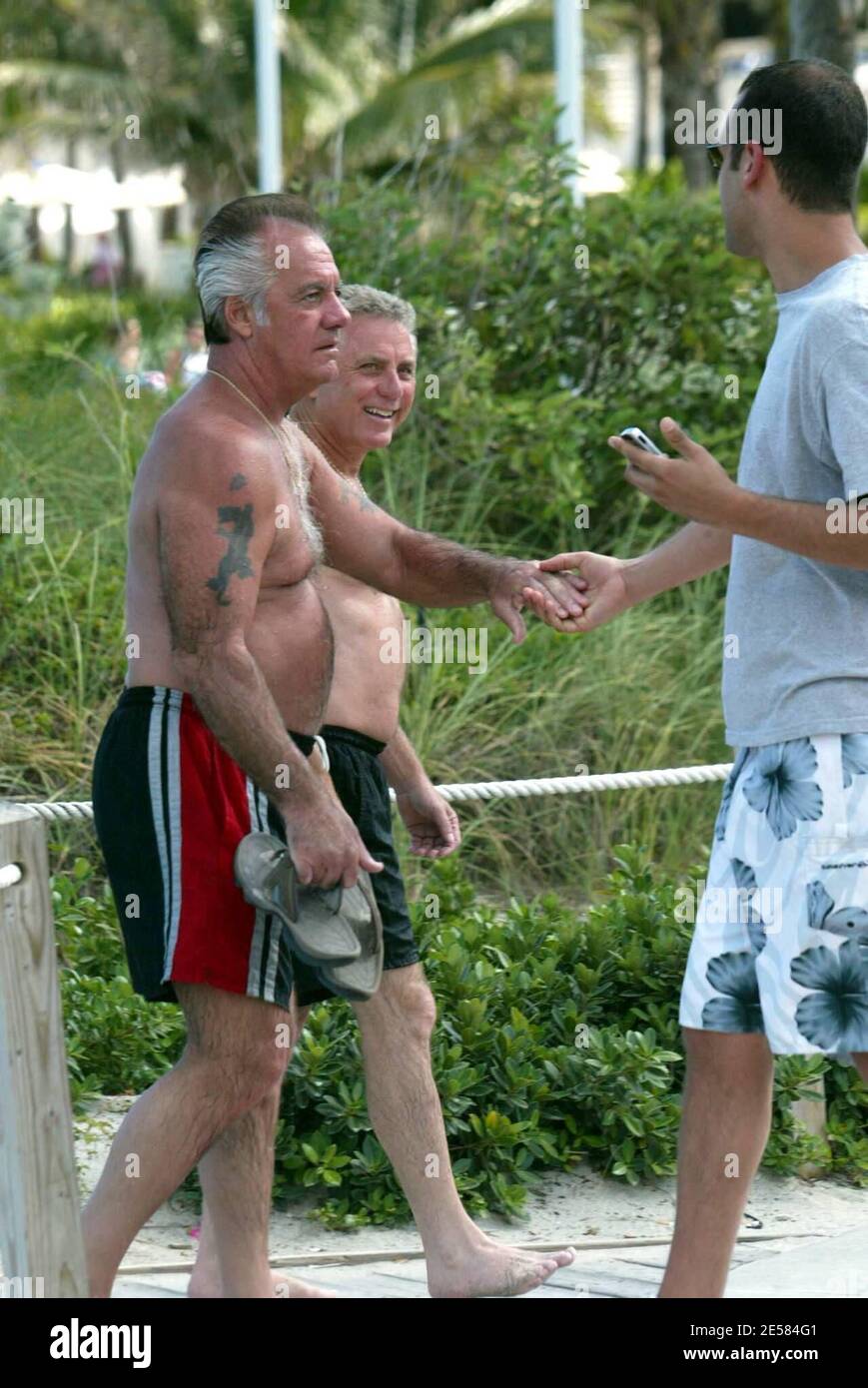 Actor Tony Sircio, Pauly Walnuts in the "Sopranos" TV series has fun with  female fans as he plays in the surf on Miami Beach, Fla. 5/10/07. [[mab]]  Stock Photo - Alamy