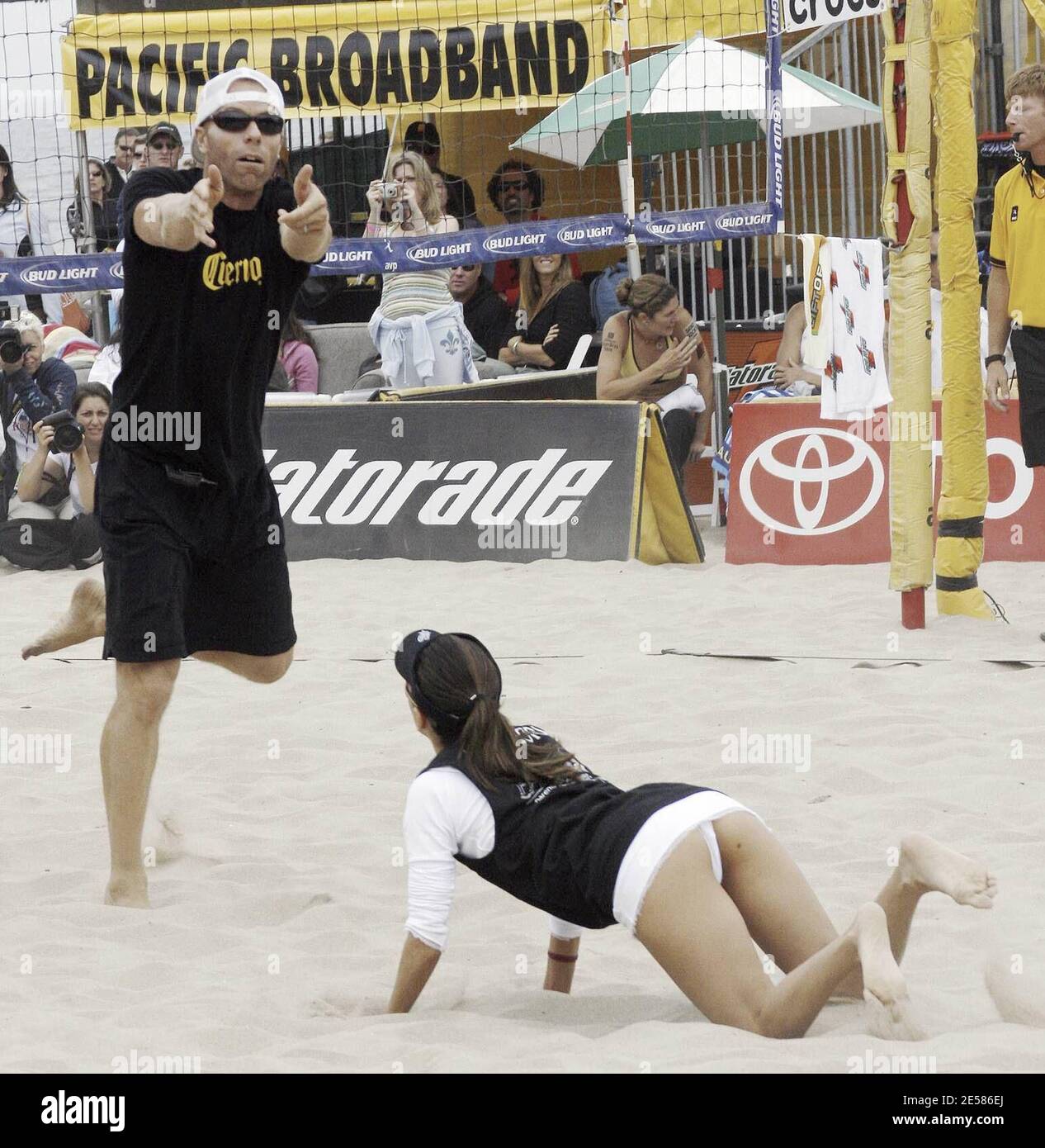 Eva Longoria participates in the Spike for HOPE celebrity beach volleyball match in conjunction with the 2007 AVP Pro Beach Volleyball Crocs Tour at the Toyota Hermosa Beach Open, to benefit Padres Contra El Cancer. Other celebrity participants were: Amaury Nolasco, Mario Lopez, Cristian De La Fuente, Matt Cedeno, Yancey Arias, Gabrielle Reese, Laird Hamilton, Monica Seles, Valery Ortiz and Page Kennedy. Hermosa Beach, Calif. 5/20/07. [[wam]] Stock Photo