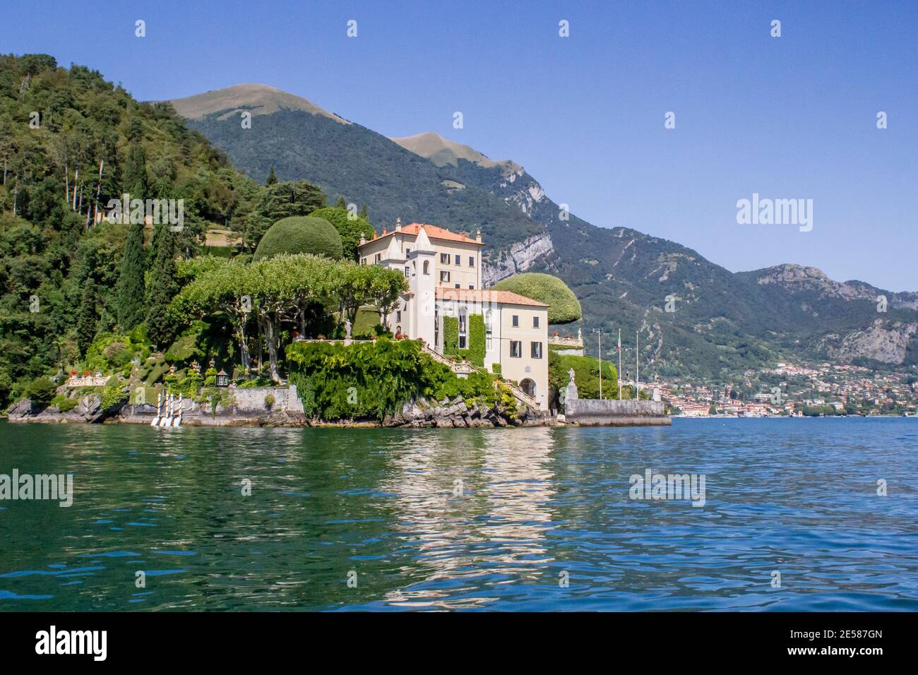 Views out over Lake Como Italy, on a bright and sunny day Stock Photo ...