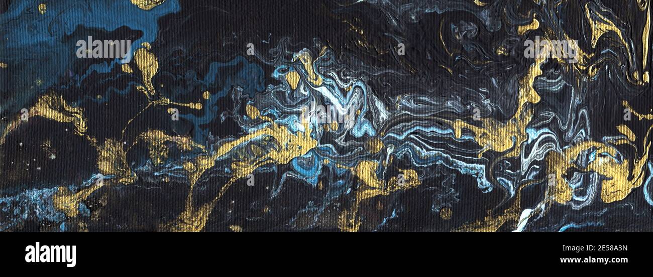 Modern marbled liquid acrylic paint flowing texture, creative contemporary  background in black, white and gold Stock Photo - Alamy