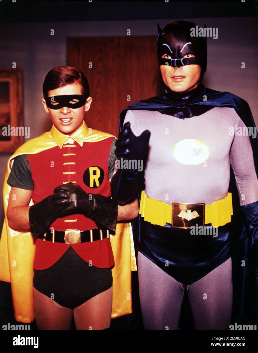 1966 , USA : ADAM WEST as Batman - Bruce Wayne , BURT WARD as Robin - Dick  Grayson in the television series BATMAN , from the comic book by Bob Kane
