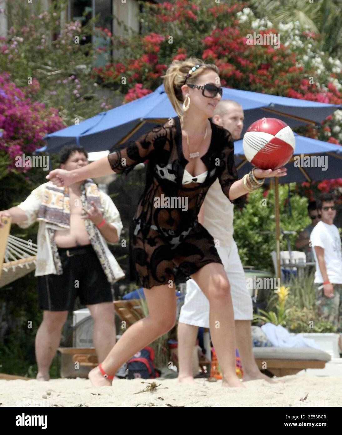 Haylie Duff  celebrates Independence Day with her sister, Hilary, at a beach house in Malibu, Calif. 7/4/07.   [[rac ral]] Stock Photo