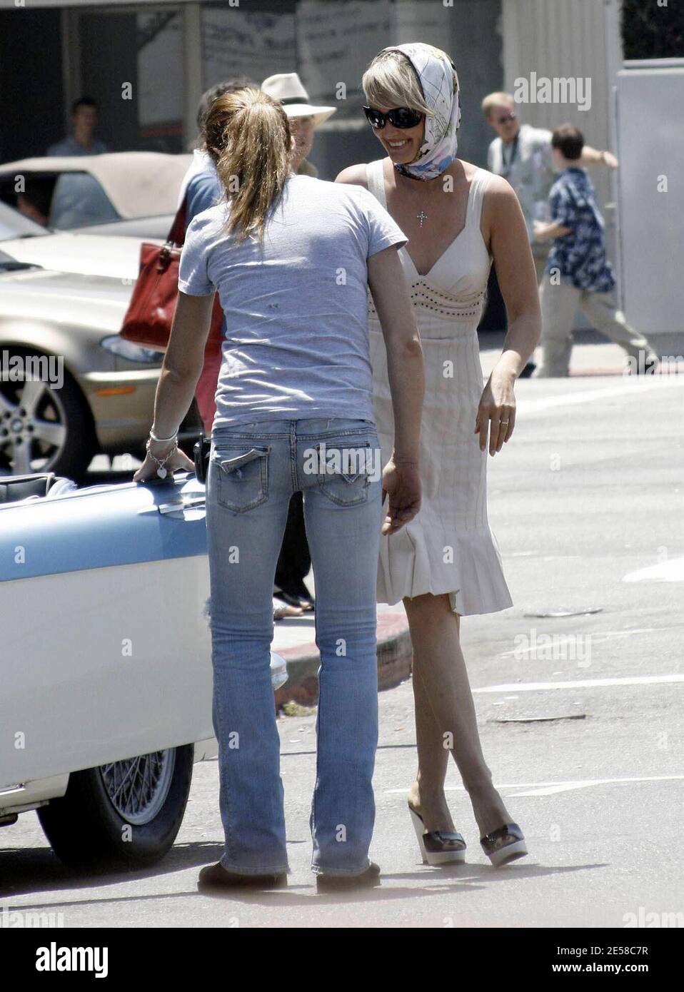 Exclusive!! French singer Johnny Hallyday's wife Laeticia Boudou shoots a  scene for a sunglasses commercial. Hollywood, Calif. 7/7/07. [[wam]] Stock  Photo - Alamy