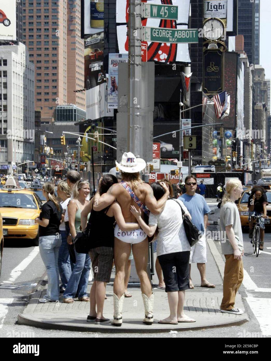 The Naked Cowboy in New York, NY. 7/6/07. [[kat]] Stock Photo - Alamy