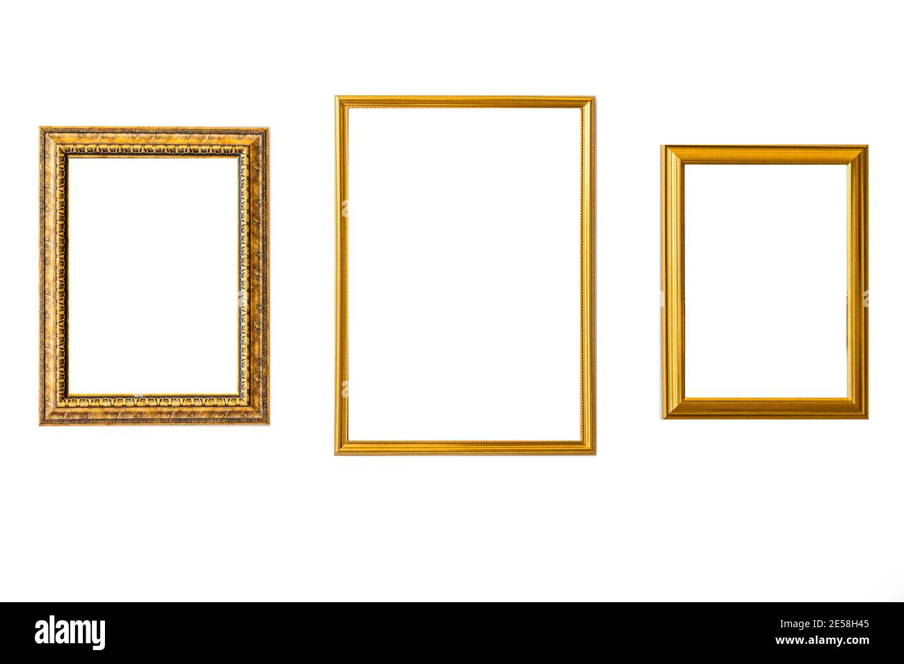 Gold vintage frame. Elegant vintage gold/gilded picture frame on white