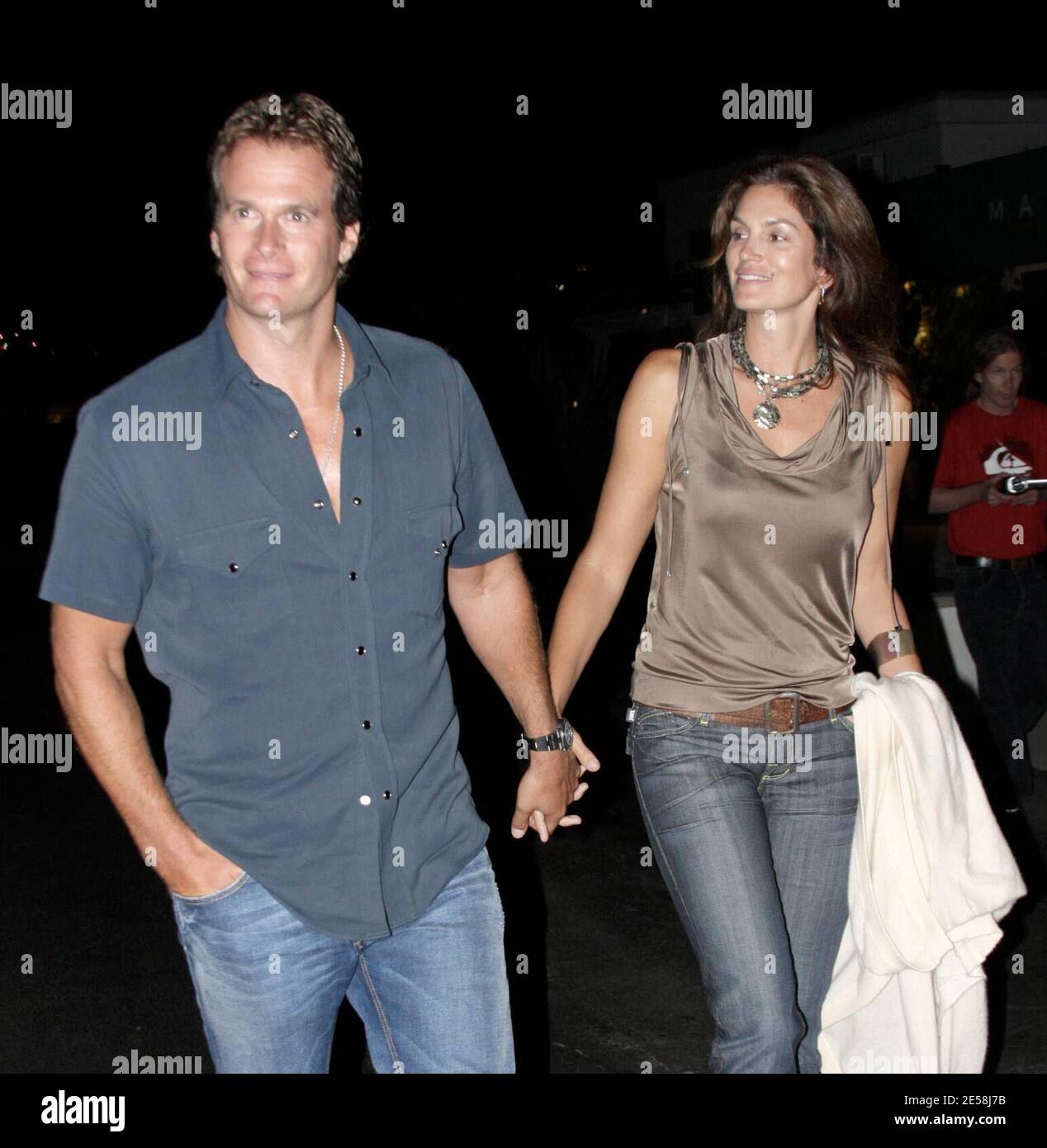 Cindy Crawford and husband Randy Gerber have a date night without the kids at Nobu. The couple, who have been married for nine years, left after the meal holding hands and smiling. Malibu, Calif. 9/1/07.   [[mar]] Stock Photo