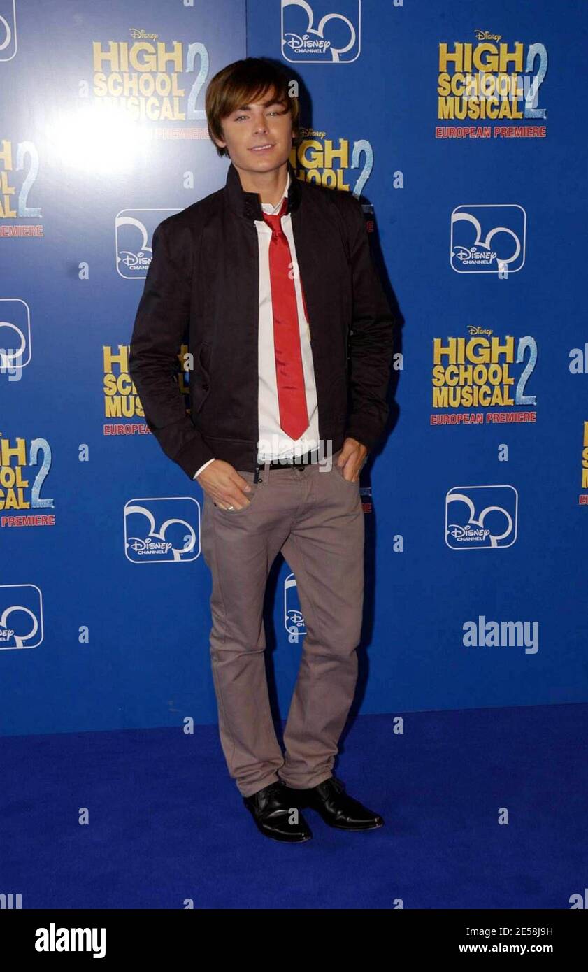 Zac Efron at the 'High School Musical 2' European Premiere at the O2 Arena. London, UK. 9/2/07.    [[map]] Stock Photo