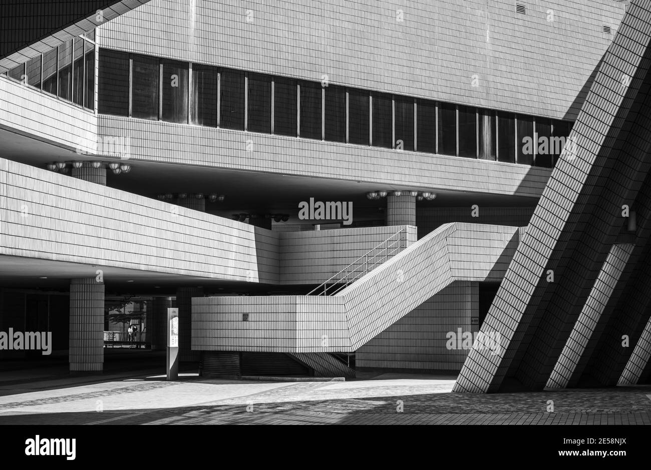 Exterior view Hong Kong Cultural Centre showing tiles, windows and
