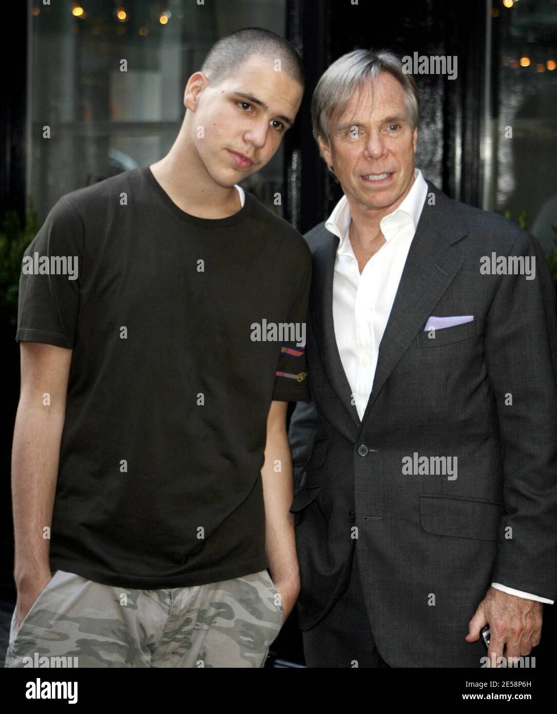 Tommy Hilfiger and son Rich, who is co-ceo of Young Rich and Famous  Entertainment, make their way back into a hotel in Soho, NY. 10/4/07.  [[faa]] Stock Photo - Alamy