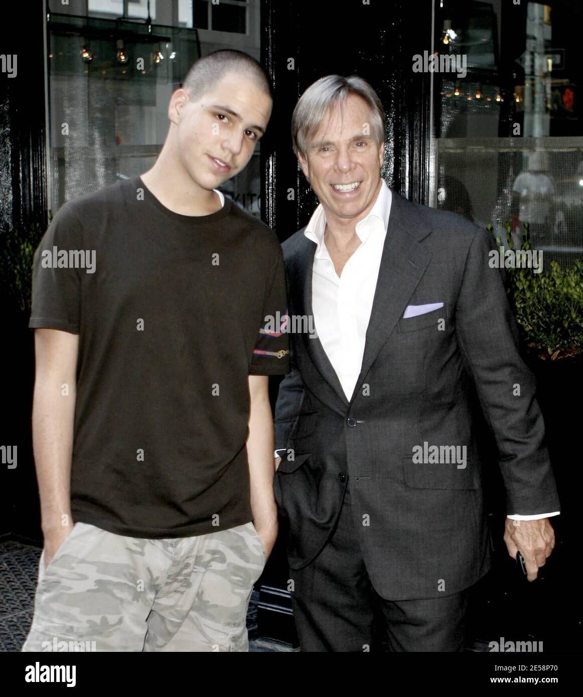 Tommy Hilfiger and son Rich, who co-ceo of Young Rich and Famous Entertainment, make their way back into a hotel in Soho, NY. 10/4/07. [[faa]] Stock Photo - Alamy