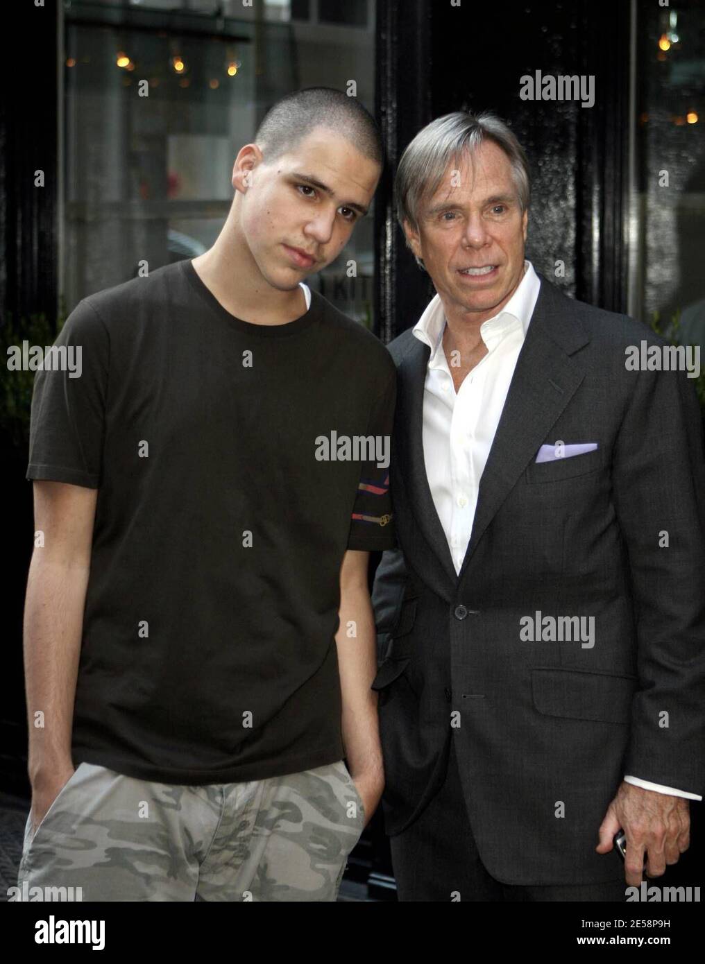 Tommy Hilfiger and son Rich, who is co-ceo of Young Rich and Famous  Entertainment, make their way back into a hotel in Soho, NY. 10/4/07.  [[faa]] Stock Photo - Alamy