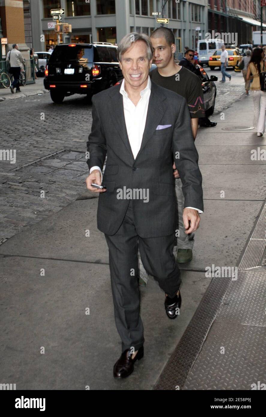 Tommy Hilfiger and son Rich, who is co-ceo of Young Rich and Famous  Entertainment, make their way back into a hotel in Soho, NY. 10/4/07.  [[faa]] Stock Photo - Alamy