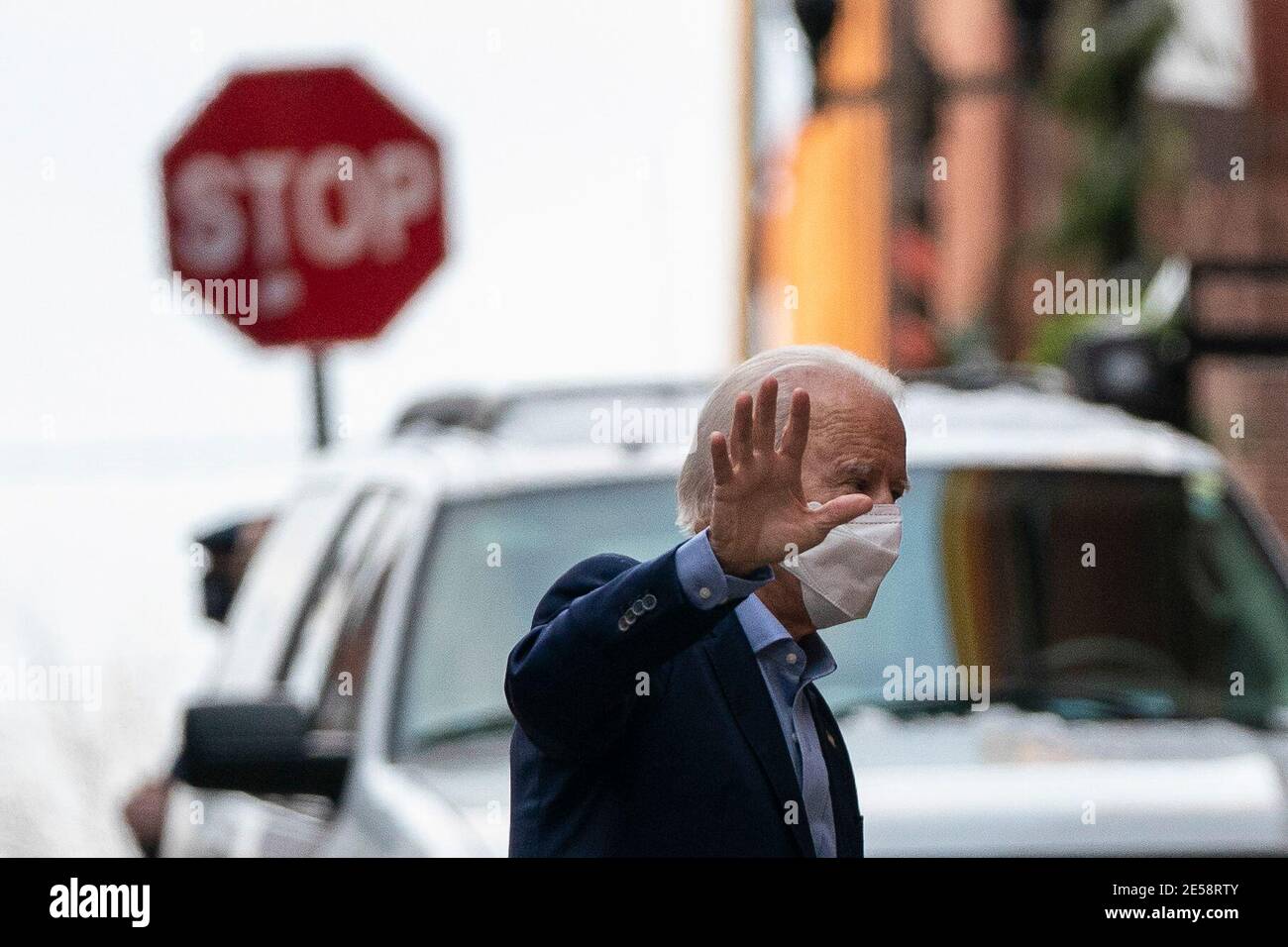 US President-elect Joe Biden arrives at The Queen Theater in Wilmington, Delaware on December 17, 2020. Credit: Alex Edelman/The Photo Access Stock Photo
