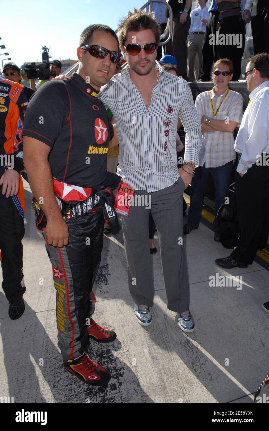 Latin artist Juanes attends the NASCAR Nextel Ford 400 at Homestead-Miami Speedway, as a guest of fellow Colombian Juan Pablo Montoya in Homestead, FL. 11/18/07.   [[fam bam]] Stock Photo