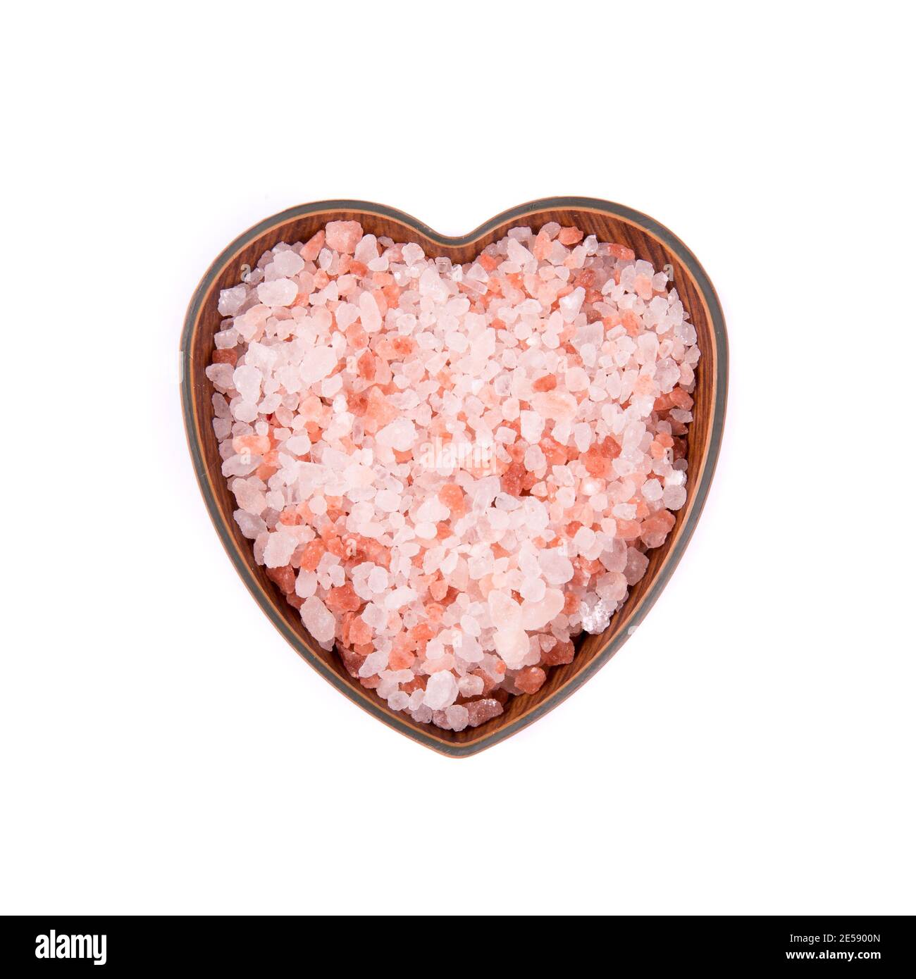 Himalayan pink salt in ceramic bowl, isolated Stock Photo
