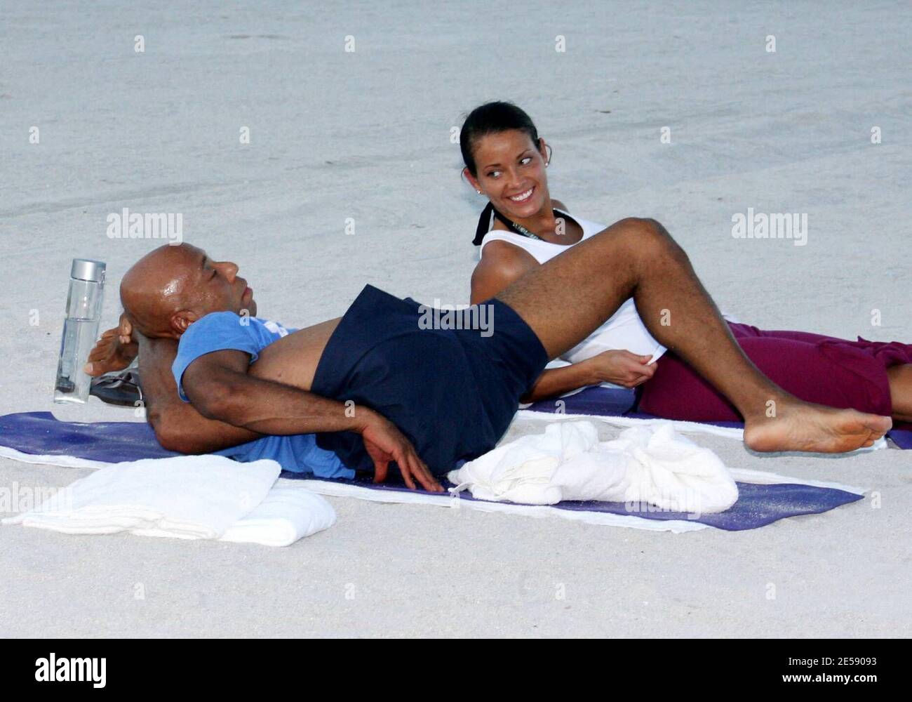 Hip Hop Mogul Russell Simmons does yoga class on Miami Beach with his