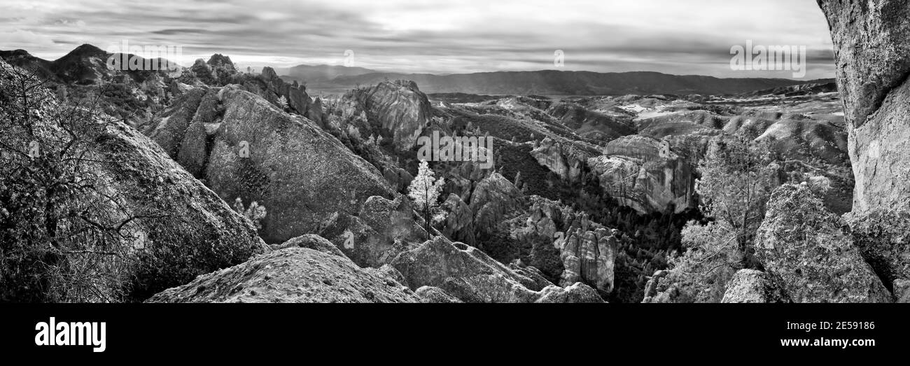 Pinnacles National Monument, looking west from the High Peaks trail. Stock Photo