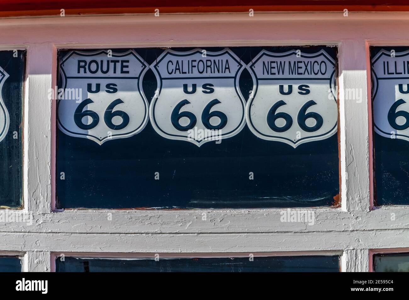 Historic Route 66 Sign on Route 66, Williams, Arizona, USA Stock Photo