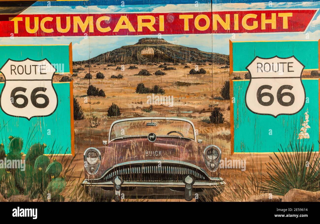 The "Tucumcari iTonight" Mural, Tucumcari, New Mexico, USA Stock Photo