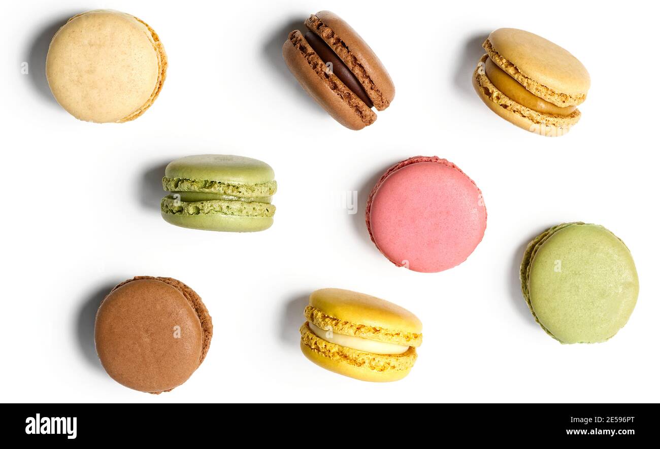Small Macaroon Colorful small macarons on white background in banner concept Stock ...