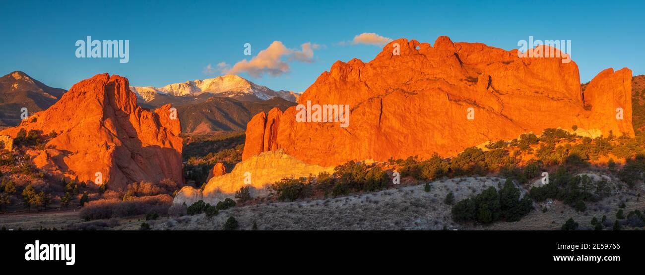 Garden of the Gods is a public park located in Colorado Springs, Colorado, United States. Stock Photo