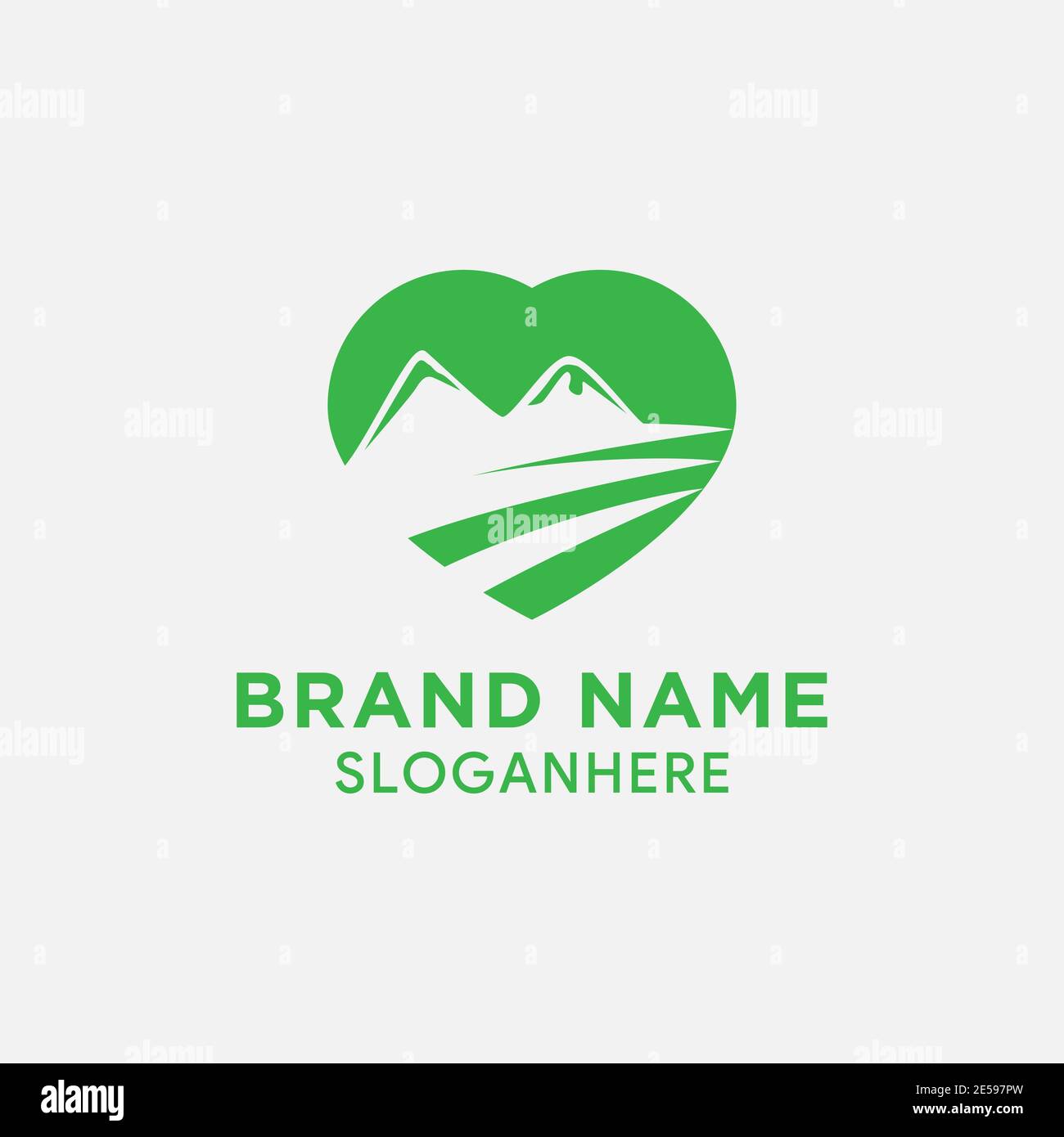 mountain love logo design vector Stock Vector