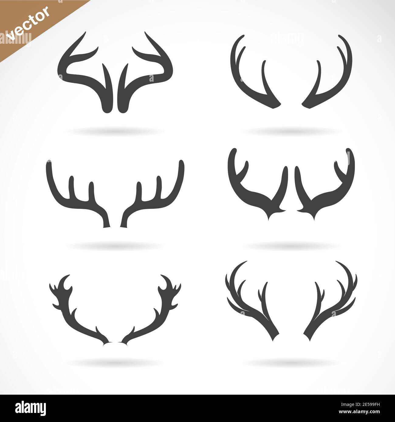 Vector antler icon set on white background. Easy editable layered ...