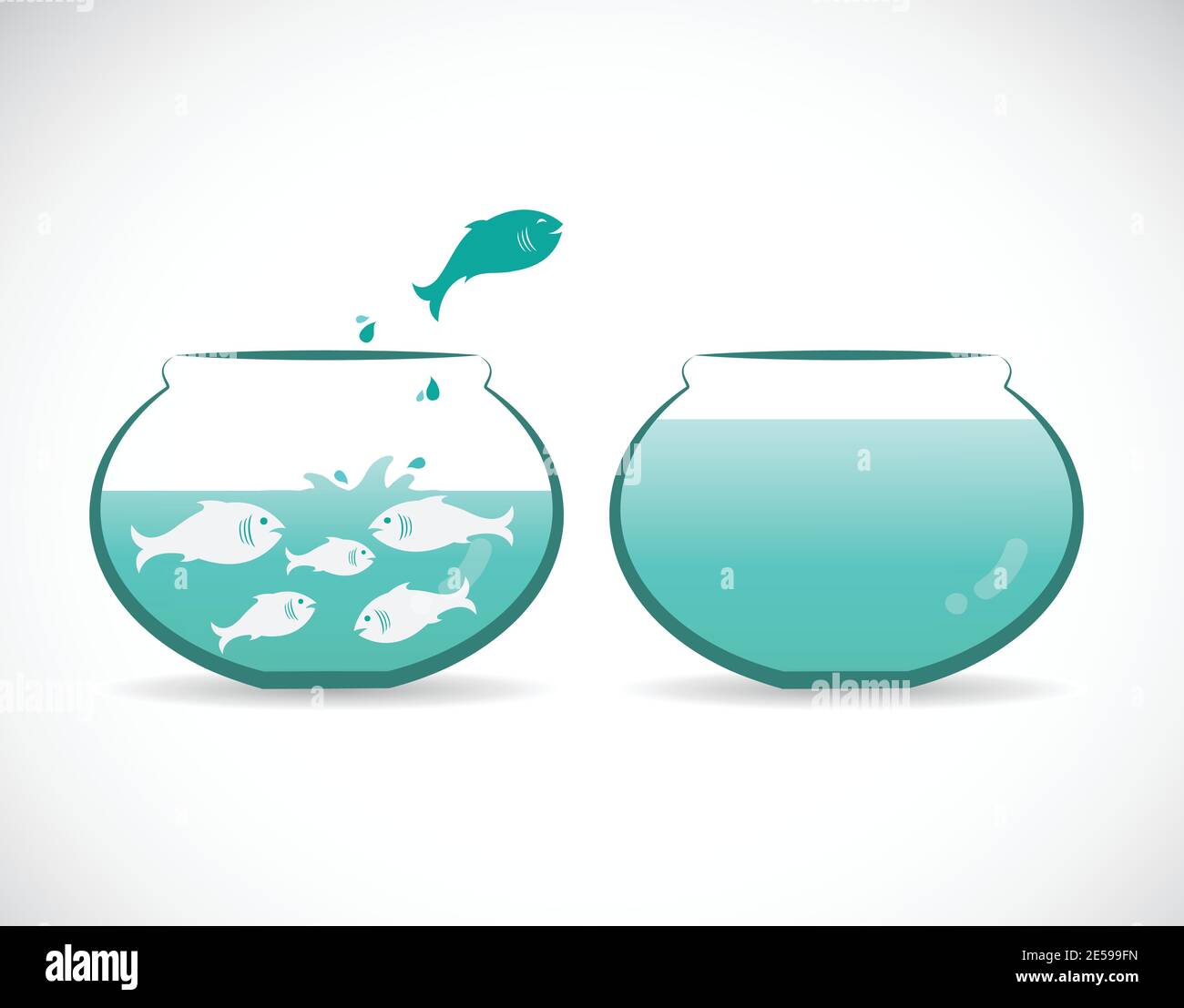 Vector of fish jumping out of aquarium. Freedom concept. Easy editable layered vector illustration. Animals. Stock Vector