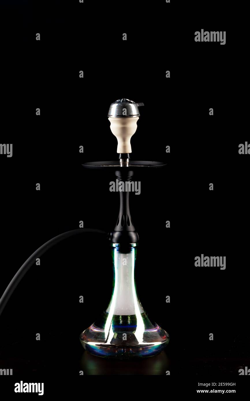 New hookah isolated on black background, copy space Stock Photo
