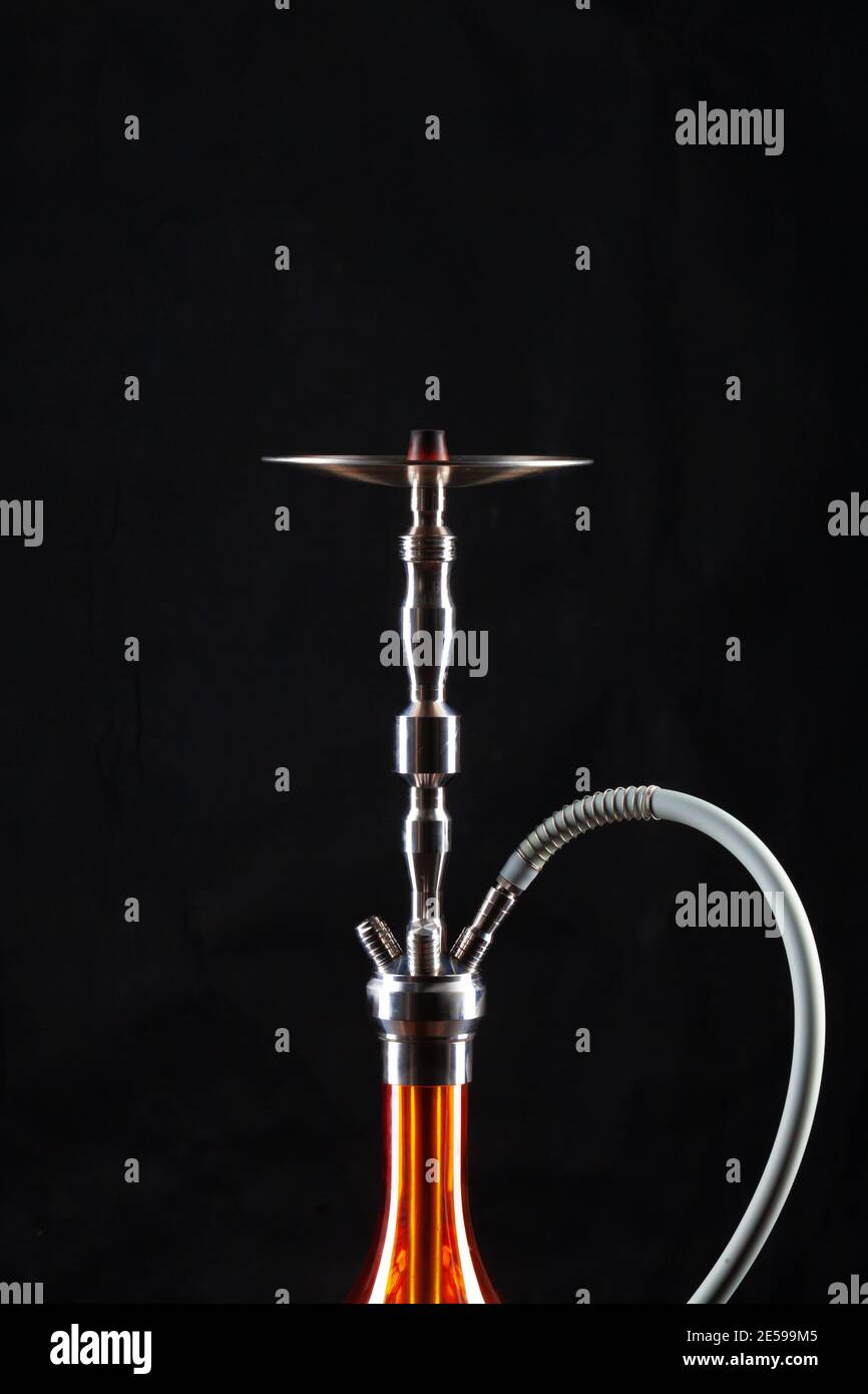 New hookah isolated on black background, copy space Stock Photo
