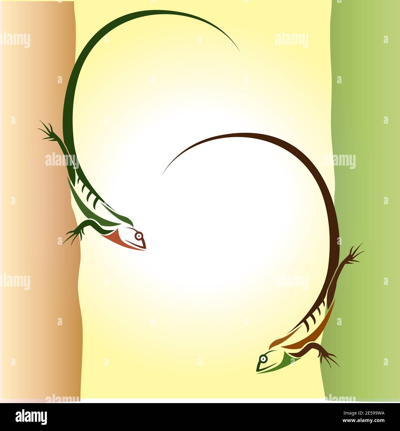 Lizard two climbers on the wall. Easy editable layered vector illustration. Animals. Stock Vector