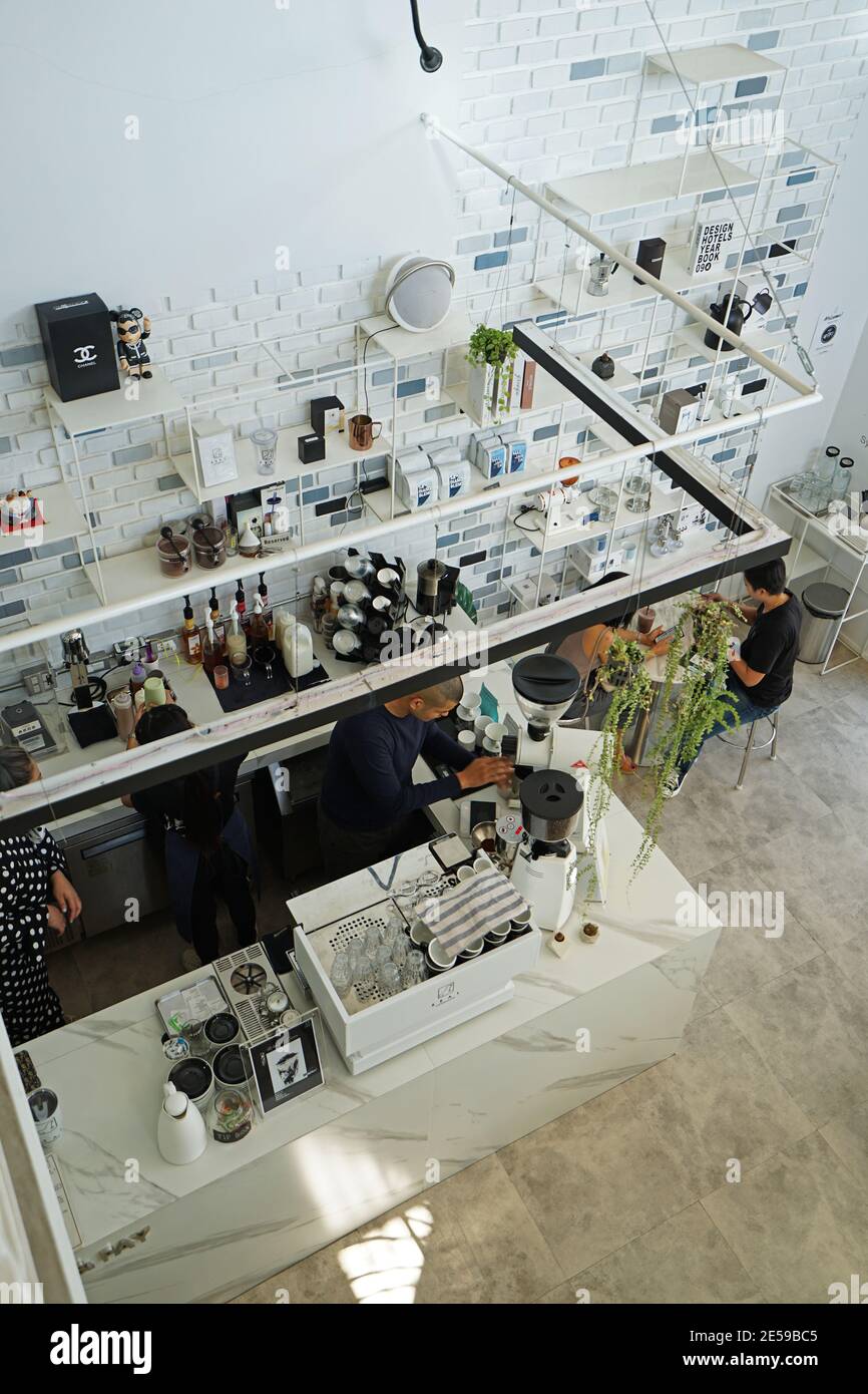 Interior bar design and decoration of local specialty coffee cafe and ...