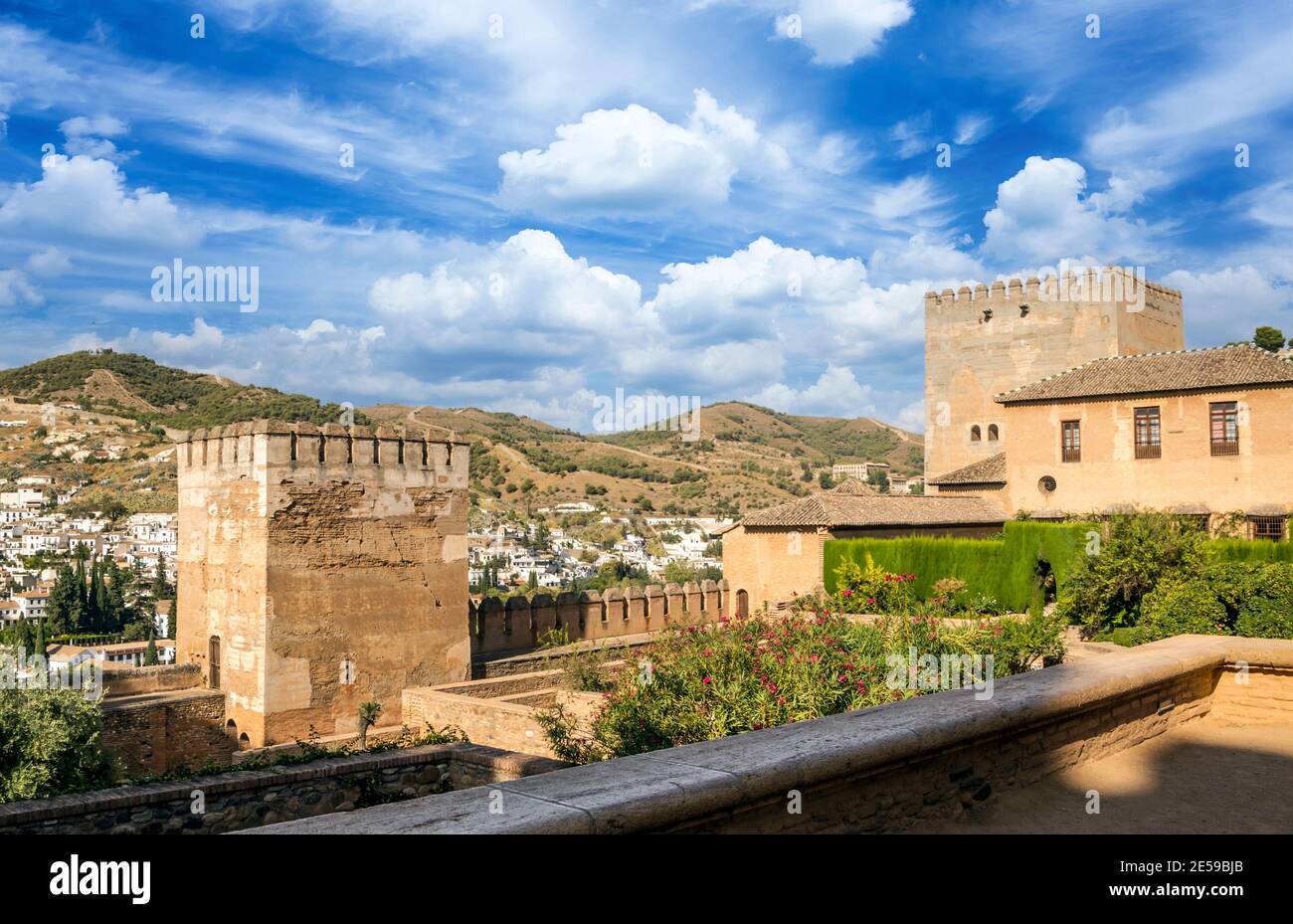The Alhambra In Granadain A Sunny Day With Clouds Sky It s A Arabic Medieval Building Stock 