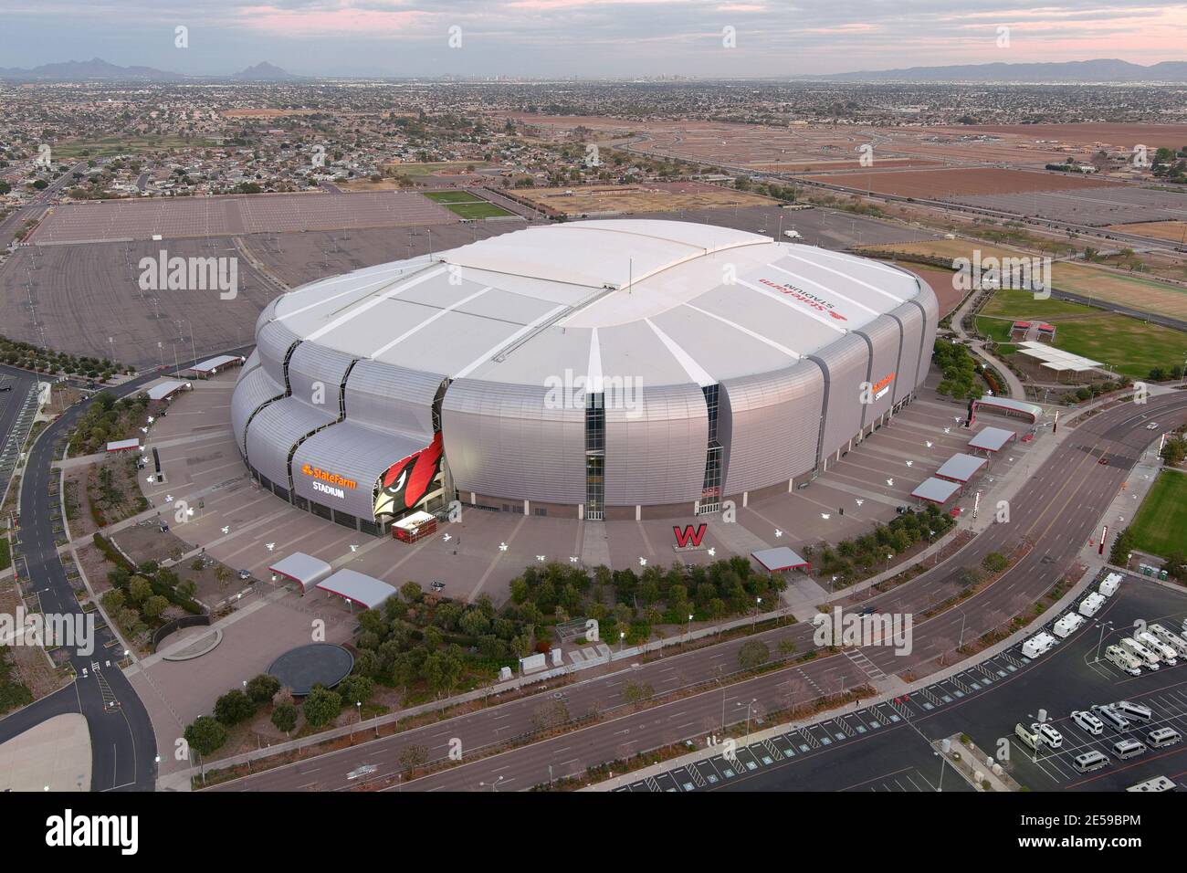 An aerial view of the Gila River Arena, Tuesday, Jan. 26, 2021, in  Glendale, Ariz. The arena, opened in 2003, is the home of the Arizona  Coyotes of th Stock Photo - Alamy