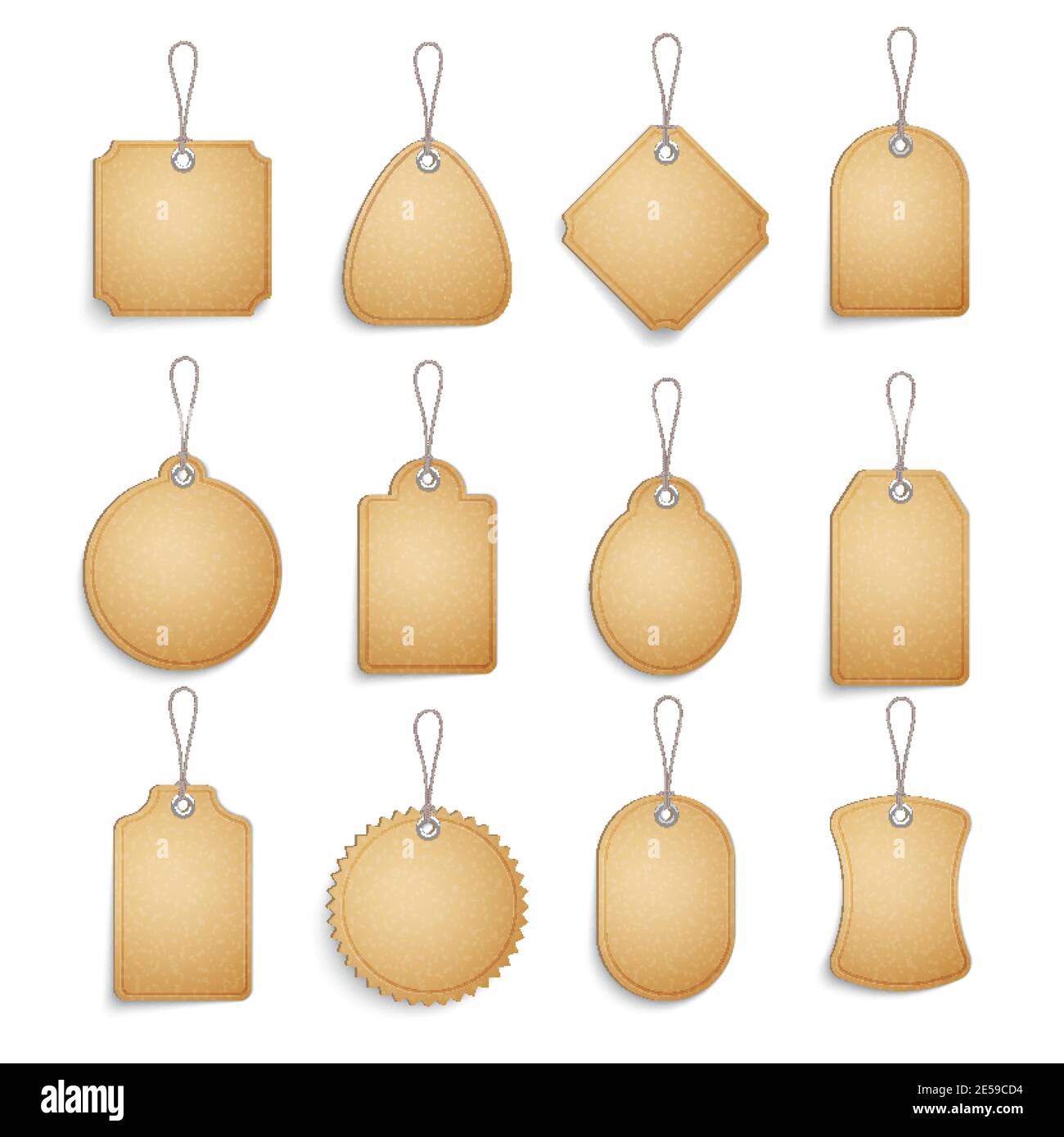 Cardboard blank tags set for clothes or goods realistic isolated vector