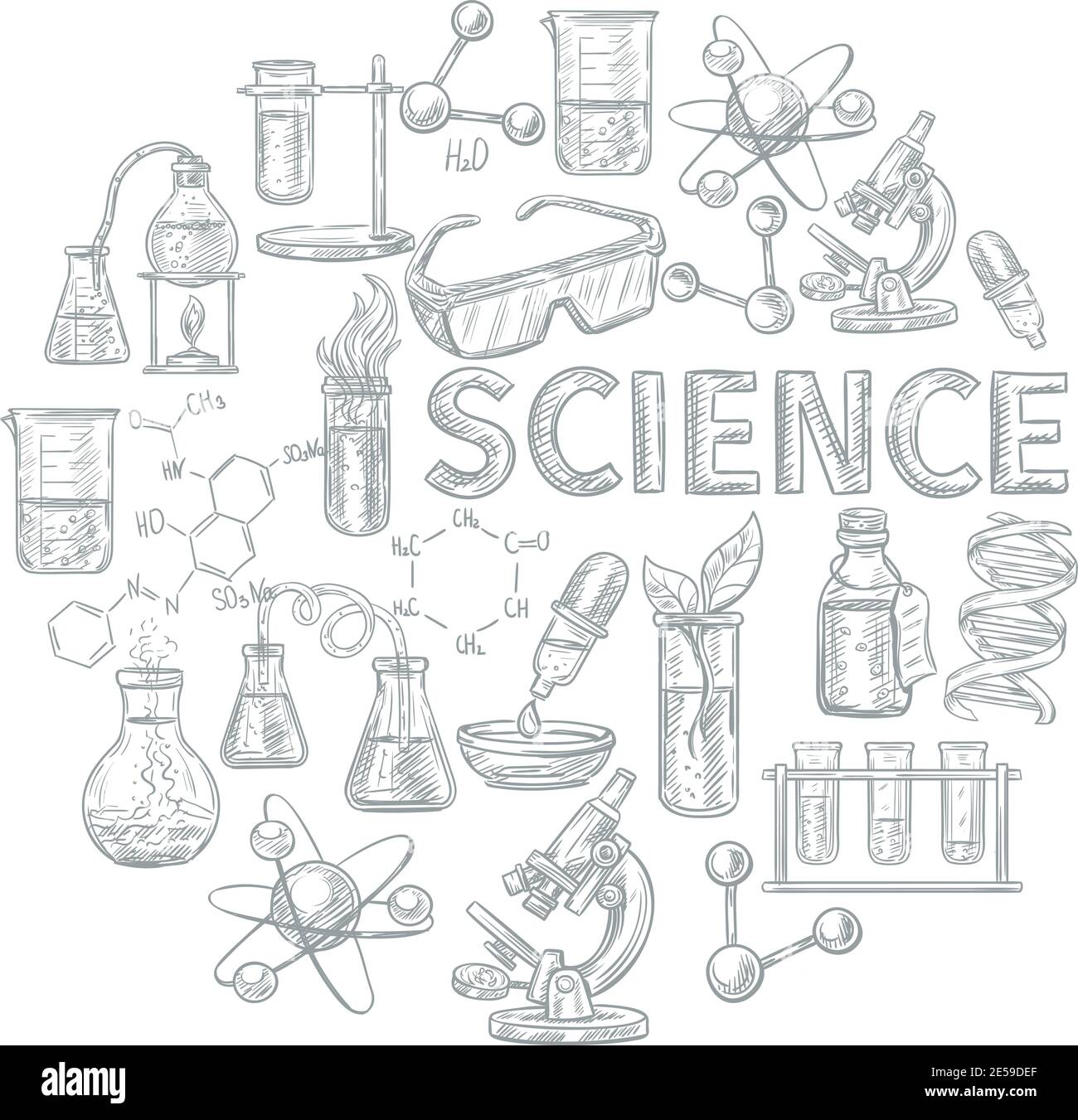 Sketch of objects of a chemical laboratory  Stock Illustration  87030035  PIXTA