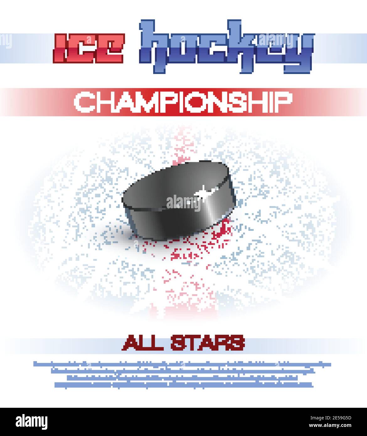 Ice hockey sport championship promo poster with realistic puck vector