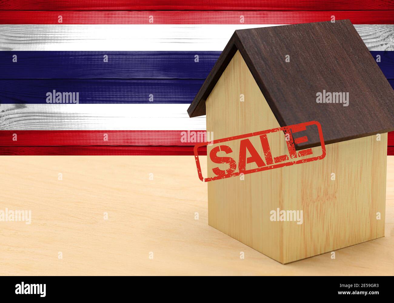 The concept sale of apartments, of real estate mortgages, citizenship and accommodation, as well as investment in a future home. Costa Rica flag on wo Stock Photo