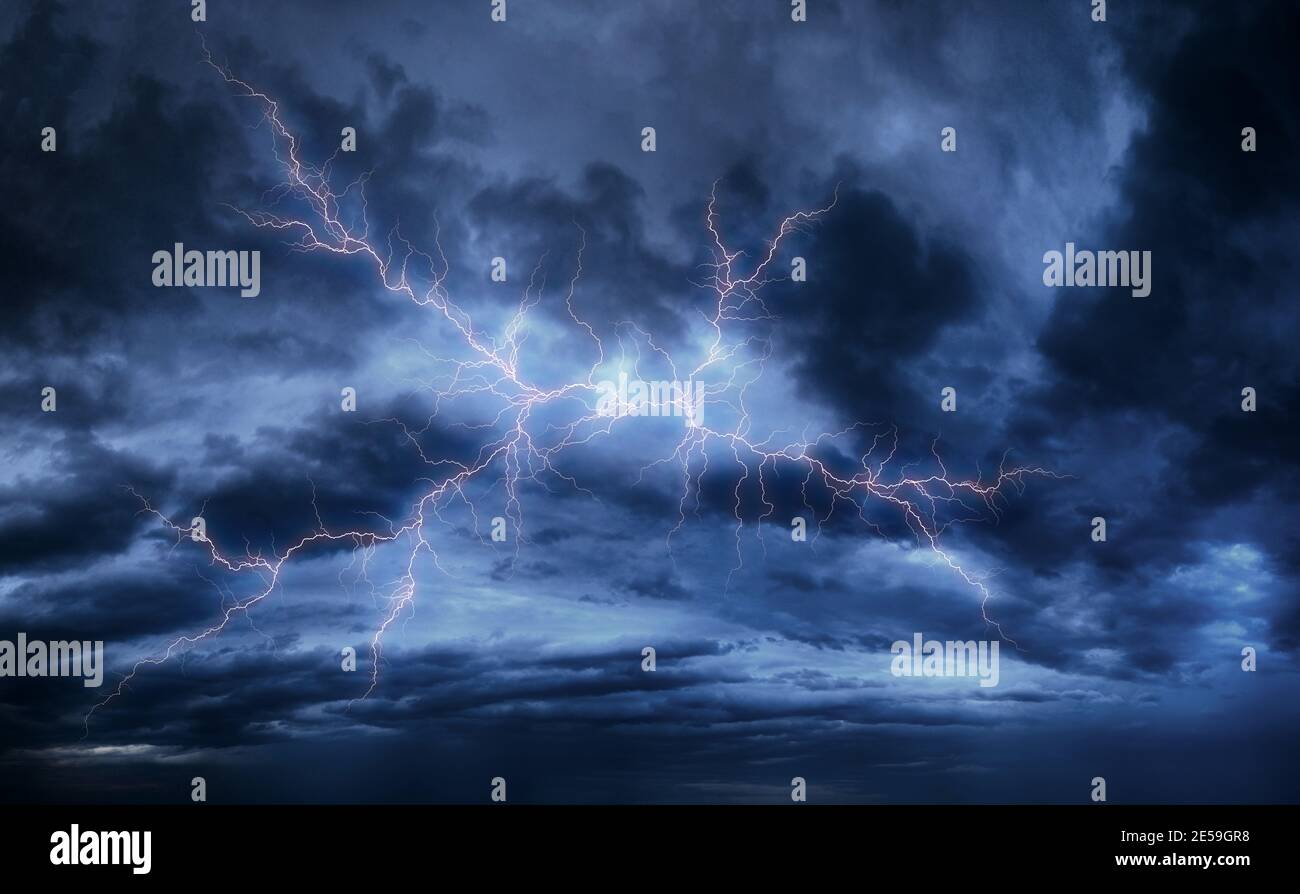 Lightning on a stormy day Stock Photo Alamy